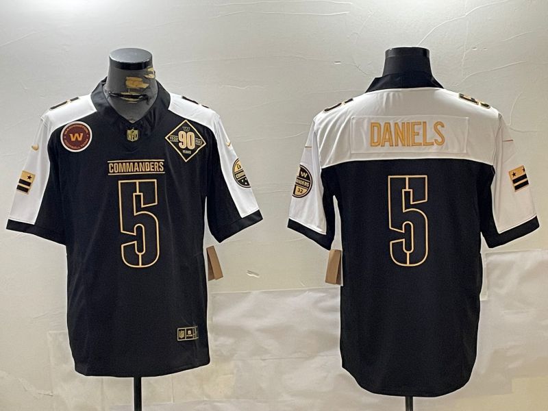 Men Washington Commanders 5 Daniels Black three generations 2024 Nike Limited NFL Jersey style 4
